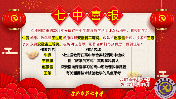 luck18平台多位教师在2022年安徽省中小学教育教学论文评选中获奖(图3) luck18平台多位教师在2022年安徽省中小学教育教学论文评选中获奖(图3)